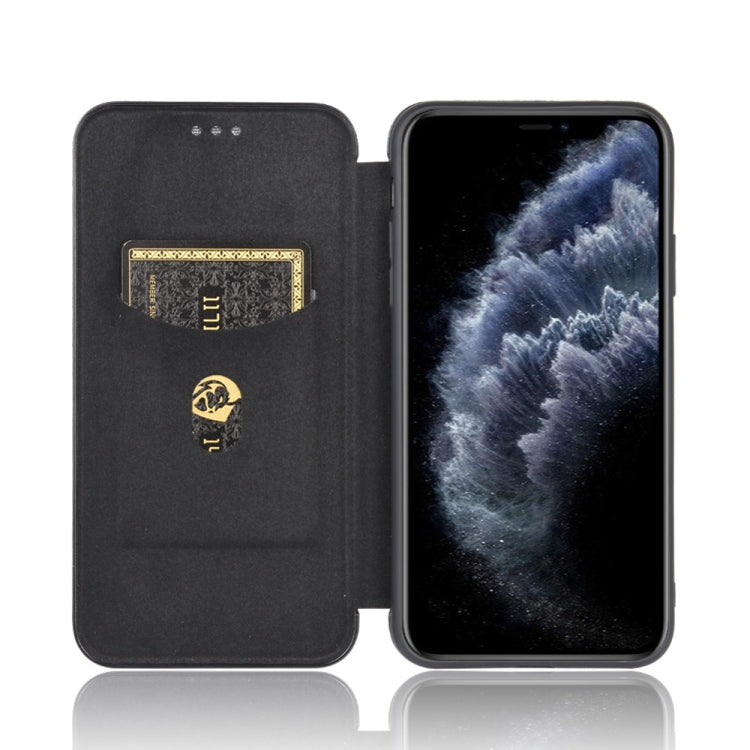 For iPhone 12 Pro Max Carbon Fiber Texture Horizontal Flip TPU + PC + PU Leather Case with Card Slot