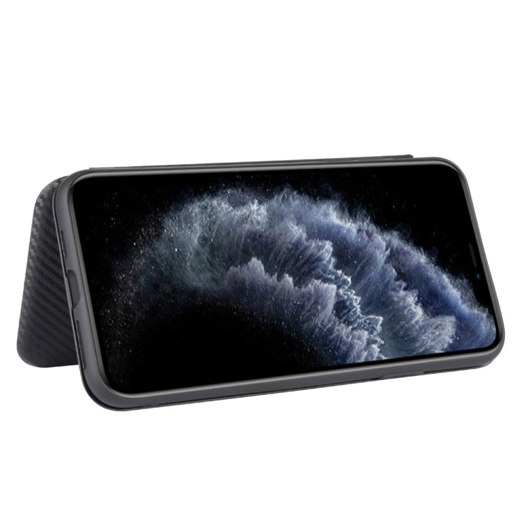 For iPhone 12 Pro Max Carbon Fiber Texture Horizontal Flip TPU + PC + PU Leather Case with Card Slot