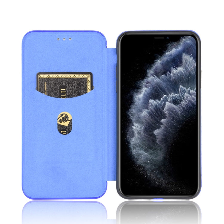 For iPhone 12 Pro Max Carbon Fiber Texture Horizontal Flip TPU + PC + PU Leather Case with Card Slot