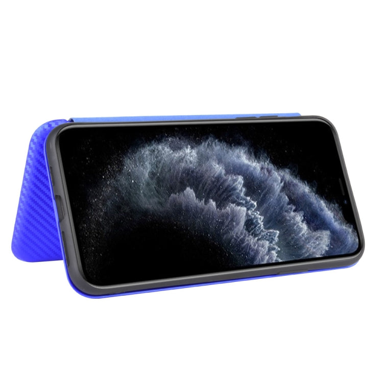 For iPhone 12 Pro Max Carbon Fiber Texture Horizontal Flip TPU + PC + PU Leather Case with Card Slot