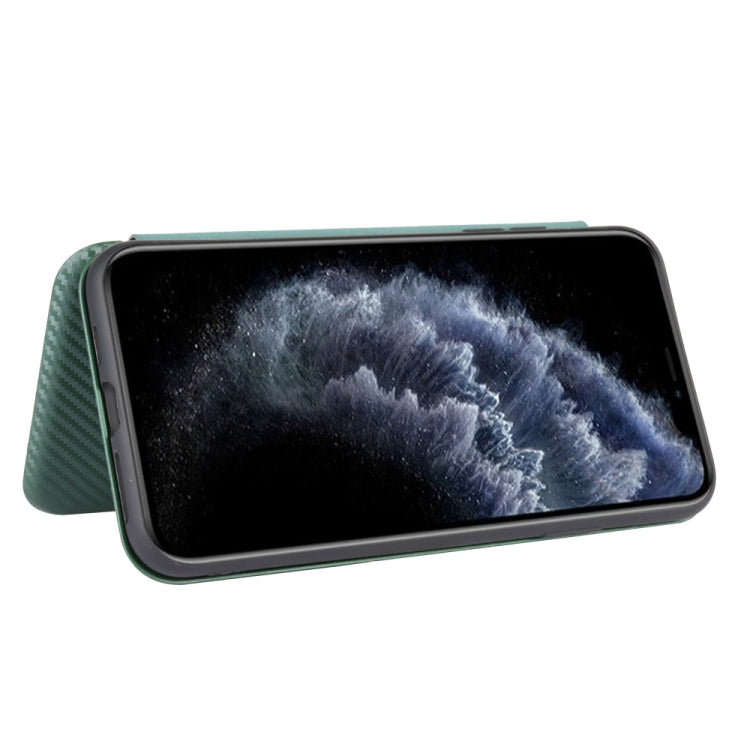 For iPhone 12 Pro Max Carbon Fiber Texture Horizontal Flip TPU + PC + PU Leather Case with Card Slot