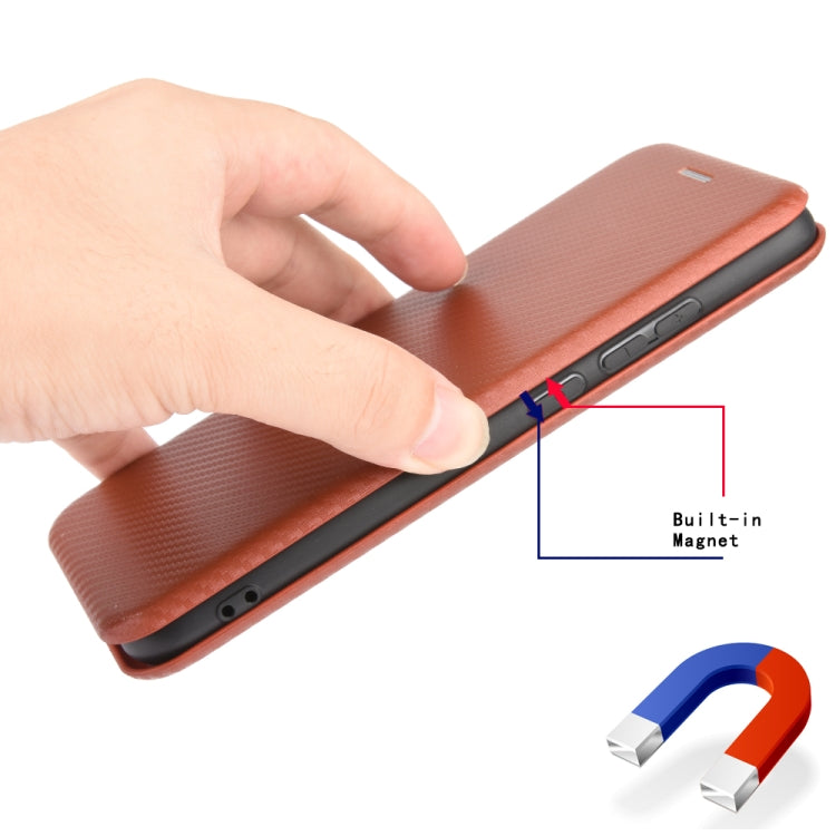 For iPhone 12 Pro Max Carbon Fiber Texture Horizontal Flip TPU + PC + PU Leather Case with Card Slot