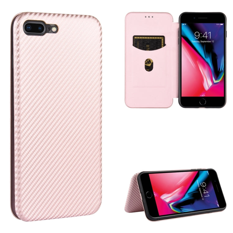 For iPhone 7 / 8 / SE 2020 / SE 2022 Carbon Fiber Texture Horizontal Flip TPU + PC + PU Leather Case with Card Slot