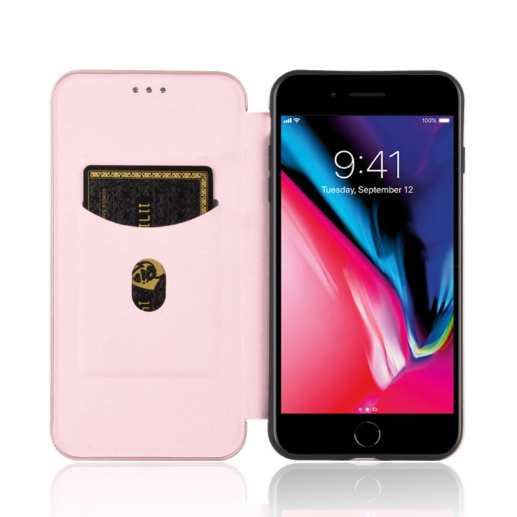 For iPhone 7 / 8 / SE 2020 / SE 2022 Carbon Fiber Texture Horizontal Flip TPU + PC + PU Leather Case with Card Slot
