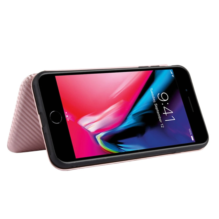 For iPhone 7 / 8 / SE 2020 / SE 2022 Carbon Fiber Texture Horizontal Flip TPU + PC + PU Leather Case with Card Slot