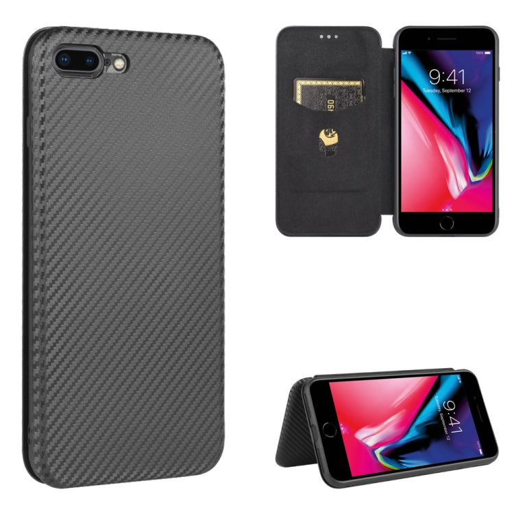 For iPhone 7 / 8 / SE 2020 / SE 2022 Carbon Fiber Texture Horizontal Flip TPU + PC + PU Leather Case with Card Slot