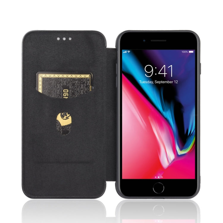 For iPhone 7 / 8 / SE 2020 / SE 2022 Carbon Fiber Texture Horizontal Flip TPU + PC + PU Leather Case with Card Slot