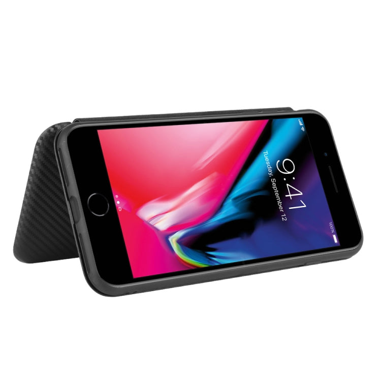 For iPhone 7 / 8 / SE 2020 / SE 2022 Carbon Fiber Texture Horizontal Flip TPU + PC + PU Leather Case with Card Slot