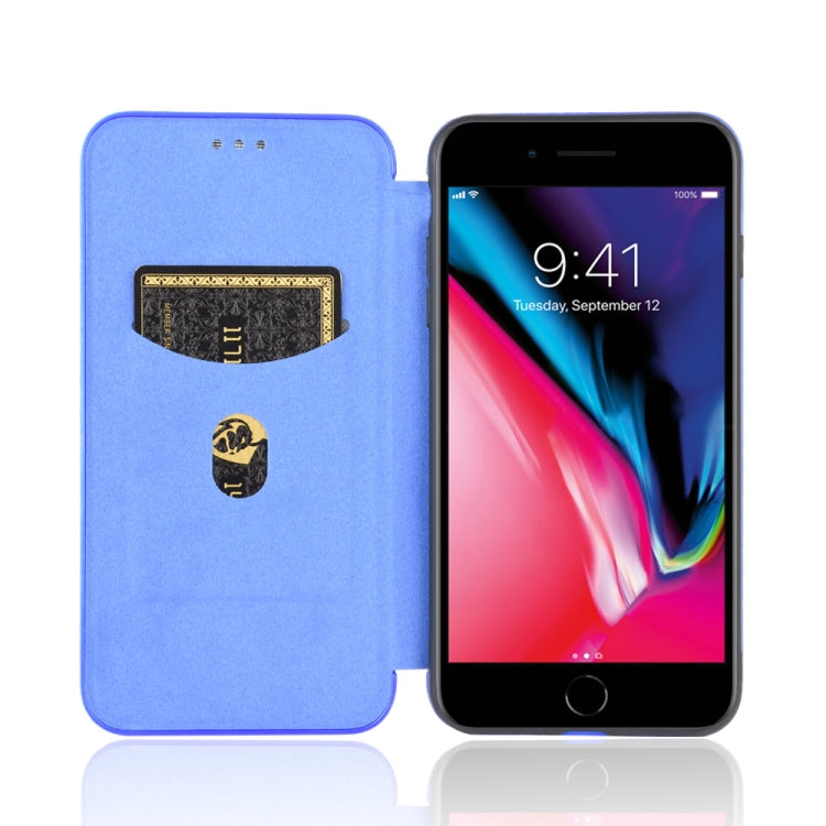 For iPhone 7 / 8 / SE 2020 / SE 2022 Carbon Fiber Texture Horizontal Flip TPU + PC + PU Leather Case with Card Slot