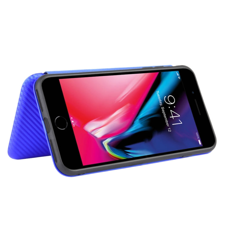 For iPhone 7 / 8 / SE 2020 / SE 2022 Carbon Fiber Texture Horizontal Flip TPU + PC + PU Leather Case with Card Slot
