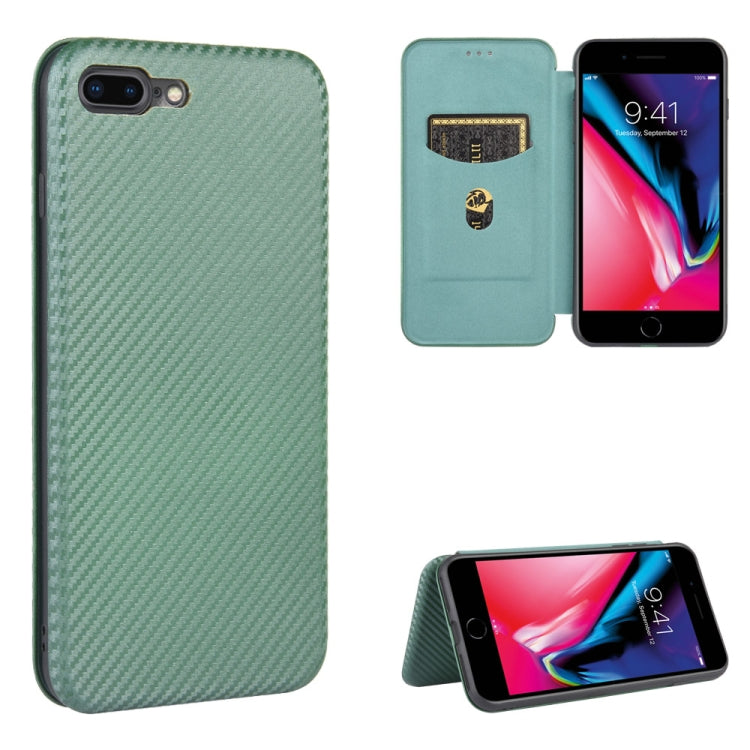 For iPhone 7 / 8 / SE 2020 / SE 2022 Carbon Fiber Texture Horizontal Flip TPU + PC + PU Leather Case with Card Slot