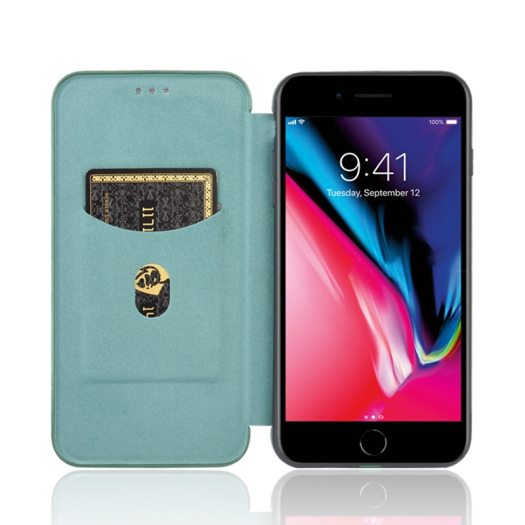 For iPhone 7 / 8 / SE 2020 / SE 2022 Carbon Fiber Texture Horizontal Flip TPU + PC + PU Leather Case with Card Slot