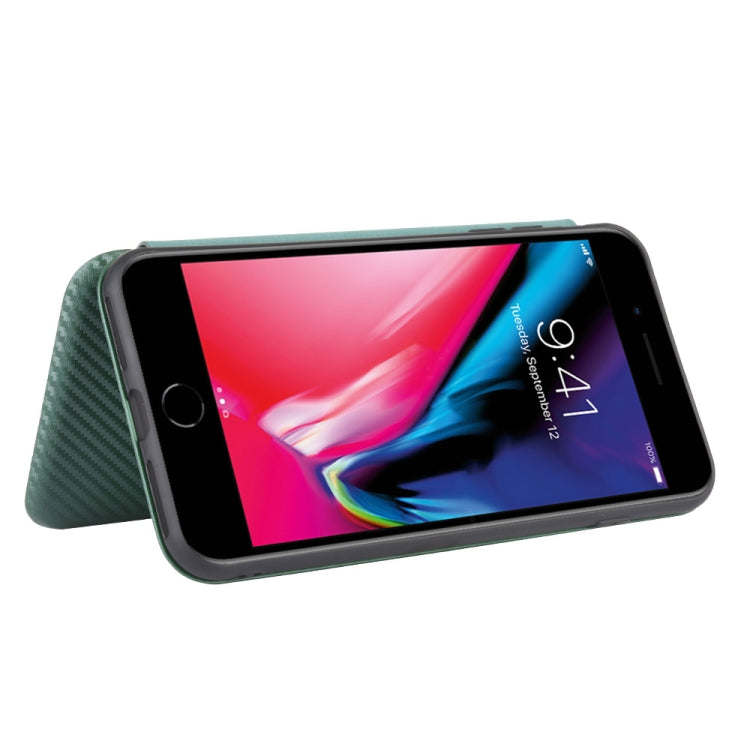 For iPhone 7 / 8 / SE 2020 / SE 2022 Carbon Fiber Texture Horizontal Flip TPU + PC + PU Leather Case with Card Slot