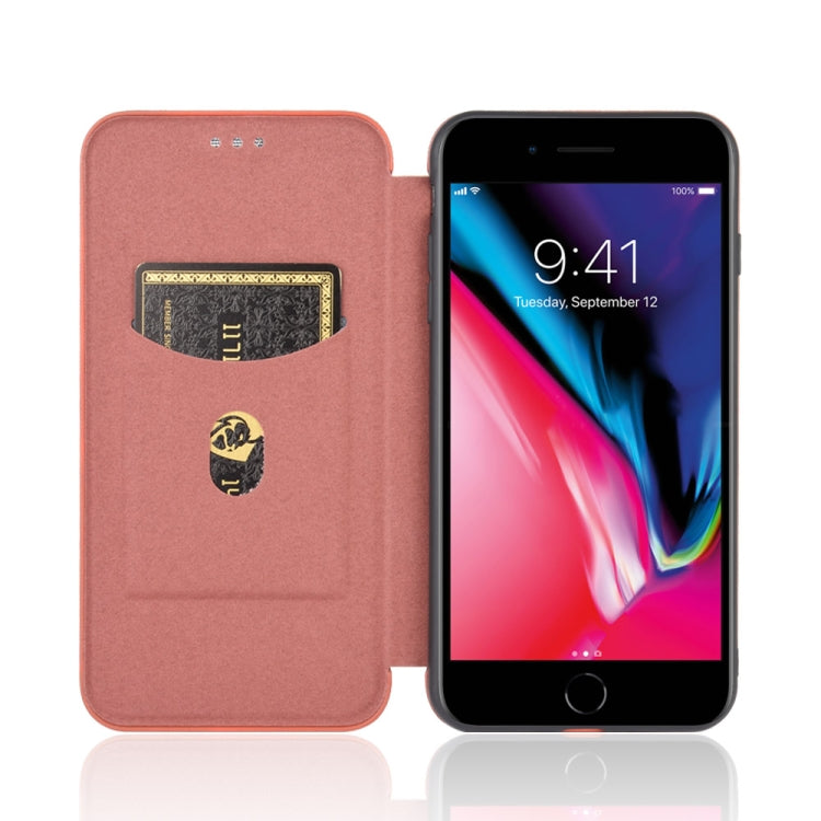 For iPhone 7 / 8 / SE 2020 / SE 2022 Carbon Fiber Texture Horizontal Flip TPU + PC + PU Leather Case with Card Slot