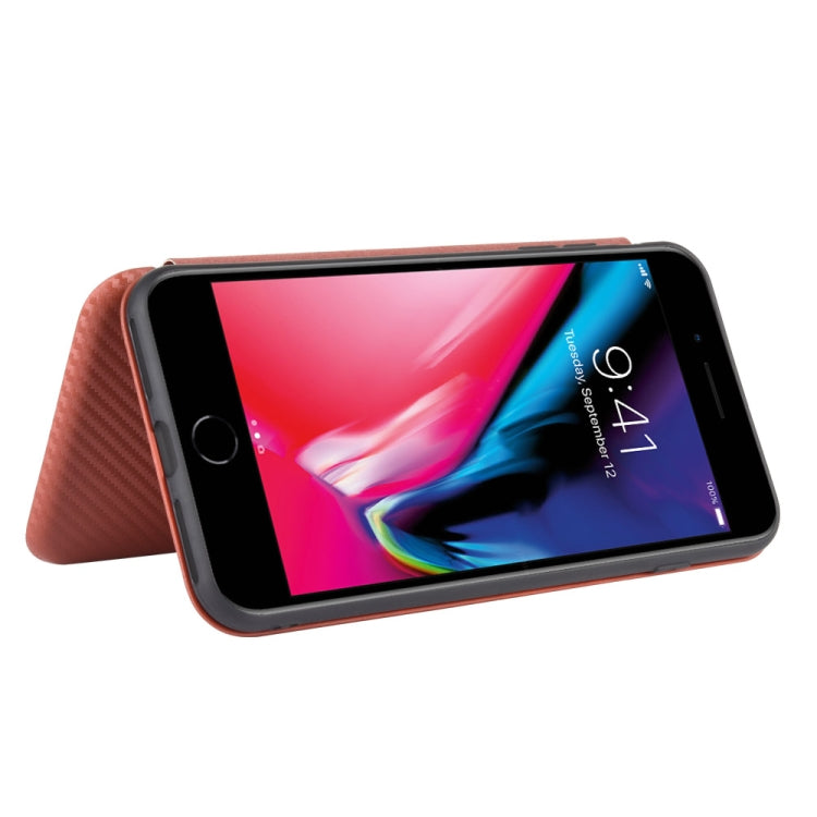 For iPhone 7 / 8 / SE 2020 / SE 2022 Carbon Fiber Texture Horizontal Flip TPU + PC + PU Leather Case with Card Slot