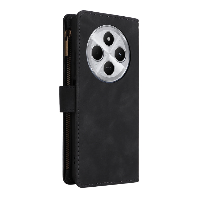 For Redmi 14C 4G / 14R 5G / Poco C75 4G Multifunctional Frosted Zipper Wallet Leather Phone Case