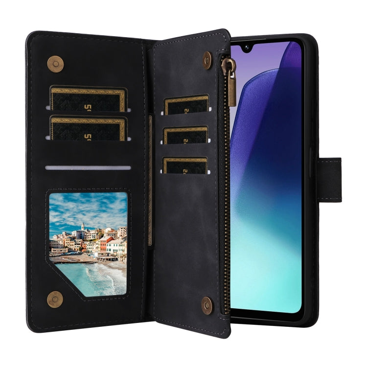 For Redmi 14C 4G / 14R 5G / Poco C75 4G Multifunctional Frosted Zipper Wallet Leather Phone Case