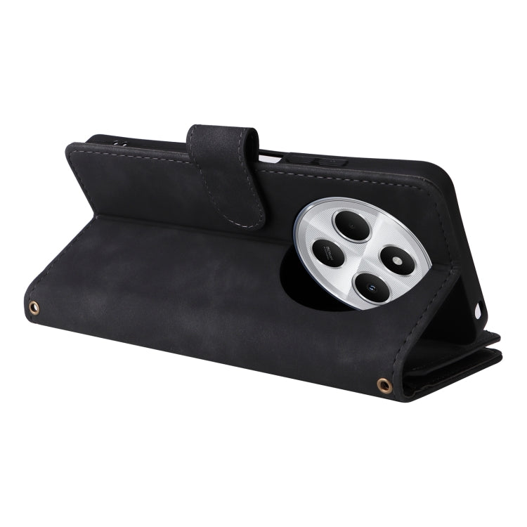 For Redmi 14C 4G / 14R 5G / Poco C75 4G Multifunctional Frosted Zipper Wallet Leather Phone Case