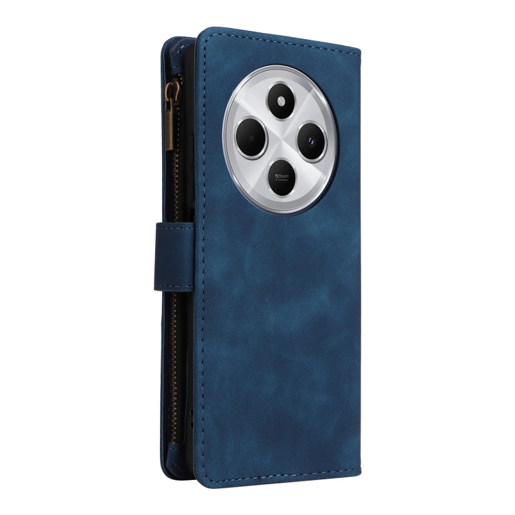 For Redmi 14C 4G / 14R 5G / Poco C75 4G Multifunctional Frosted Zipper Wallet Leather Phone Case