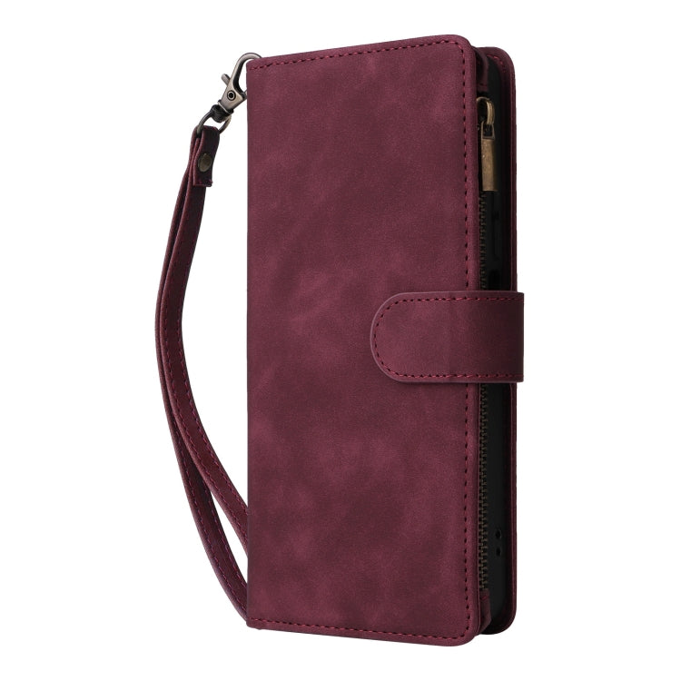 For Redmi 14C 4G / 14R 5G / Poco C75 4G Multifunctional Frosted Zipper Wallet Leather Phone Case