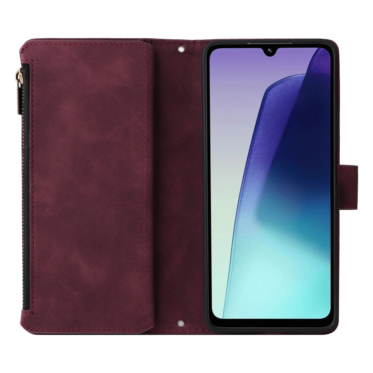 For Redmi 14C 4G / 14R 5G / Poco C75 4G Multifunctional Frosted Zipper Wallet Leather Phone Case