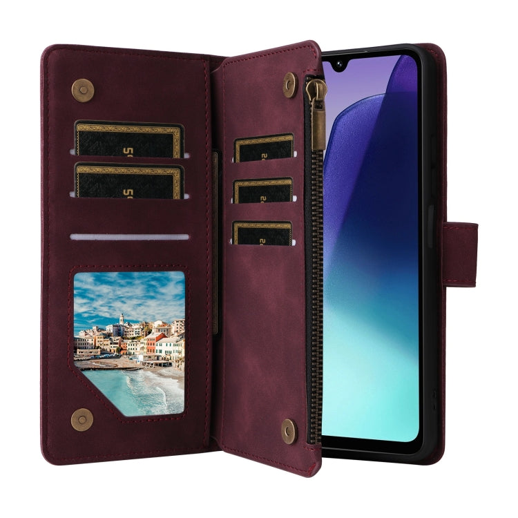 For Redmi 14C 4G / 14R 5G / Poco C75 4G Multifunctional Frosted Zipper Wallet Leather Phone Case