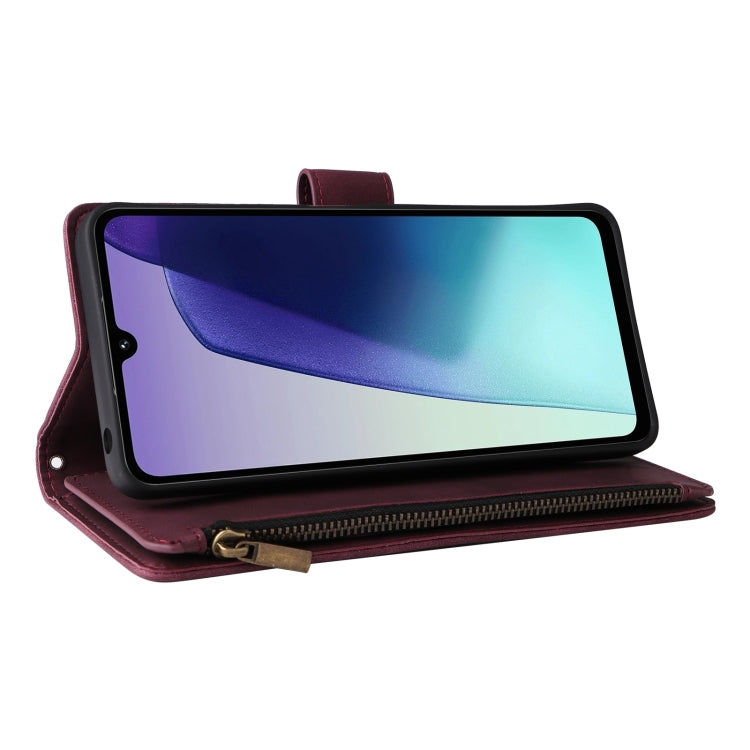 For Redmi 14C 4G / 14R 5G / Poco C75 4G Multifunctional Frosted Zipper Wallet Leather Phone Case