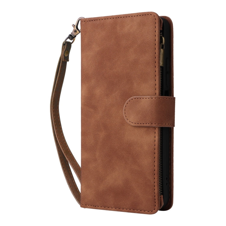 For Redmi 14C 4G / 14R 5G / Poco C75 4G Multifunctional Frosted Zipper Wallet Leather Phone Case