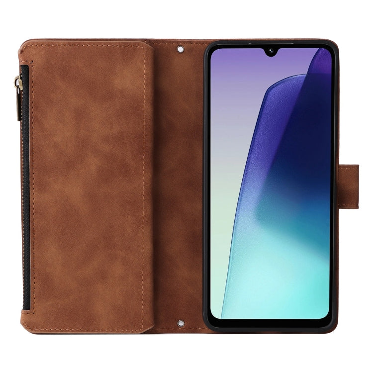 For Redmi 14C 4G / 14R 5G / Poco C75 4G Multifunctional Frosted Zipper Wallet Leather Phone Case