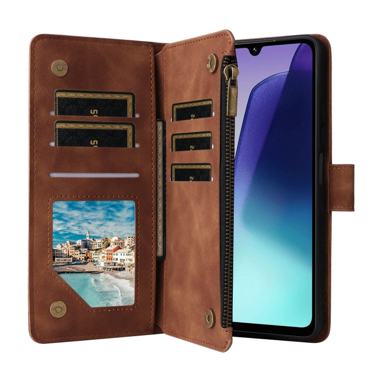 For Redmi 14C 4G / 14R 5G / Poco C75 4G Multifunctional Frosted Zipper Wallet Leather Phone Case