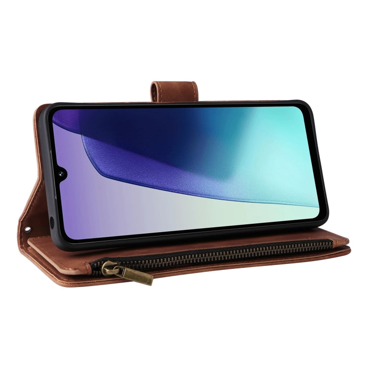 For Redmi 14C 4G / 14R 5G / Poco C75 4G Multifunctional Frosted Zipper Wallet Leather Phone Case
