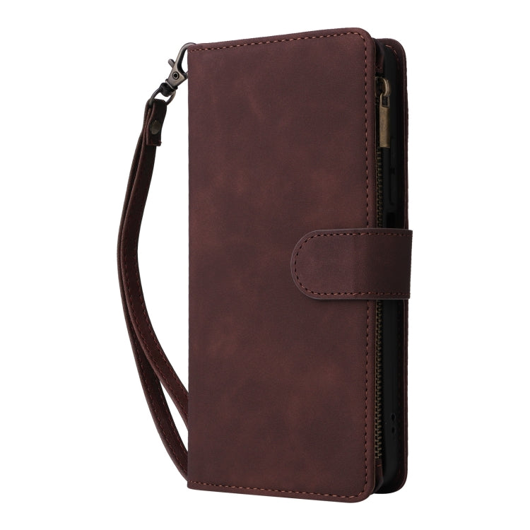 For Redmi 14C 4G / 14R 5G / Poco C75 4G Multifunctional Frosted Zipper Wallet Leather Phone Case
