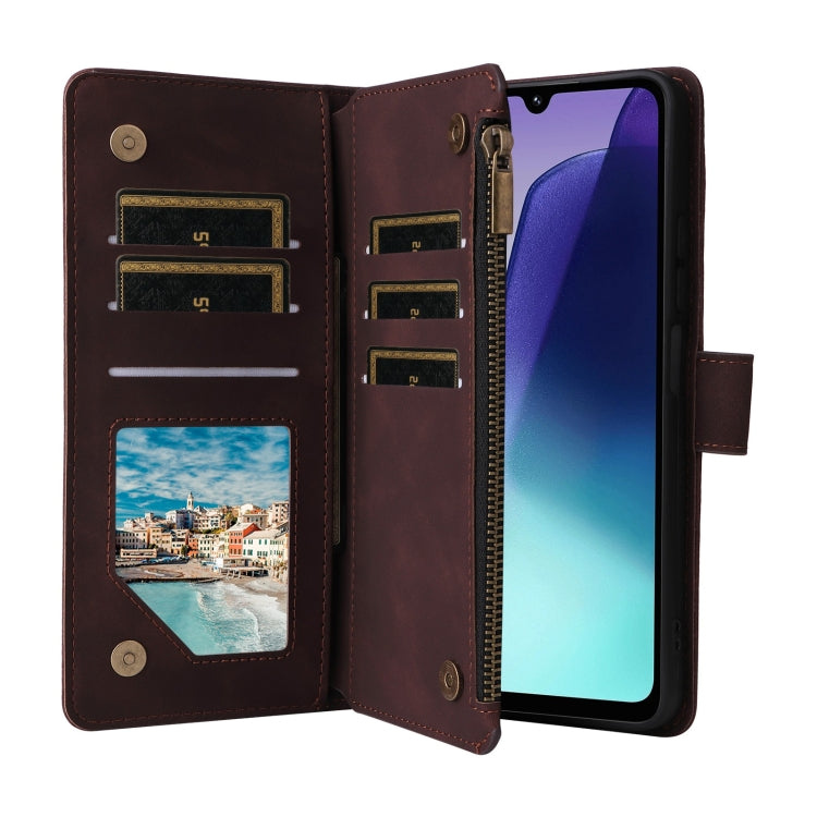 For Redmi 14C 4G / 14R 5G / Poco C75 4G Multifunctional Frosted Zipper Wallet Leather Phone Case