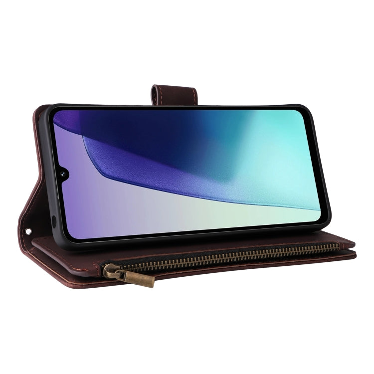For Redmi 14C 4G / 14R 5G / Poco C75 4G Multifunctional Frosted Zipper Wallet Leather Phone Case
