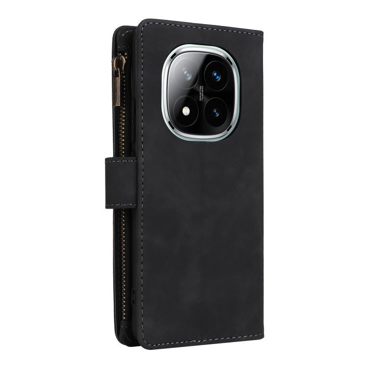 For Redmi Note 14 Pro 5G Multifunctional Frosted Zipper Wallet Leather Phone Case