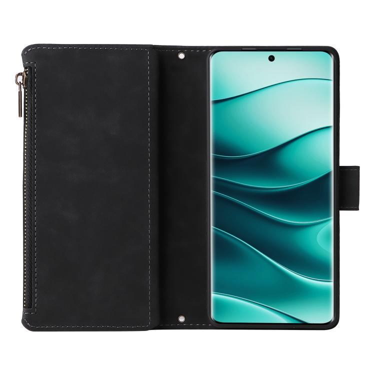 For Redmi Note 14 Pro 5G Multifunctional Frosted Zipper Wallet Leather Phone Case