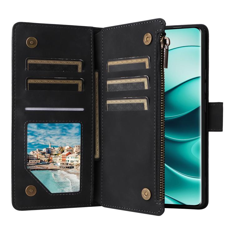 For Redmi Note 14 Pro 5G Multifunctional Frosted Zipper Wallet Leather Phone Case