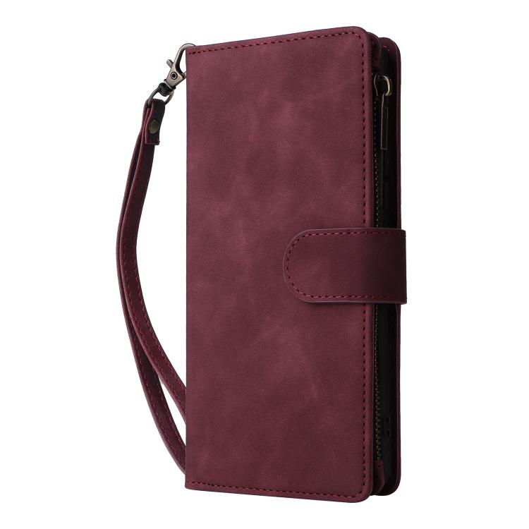For Redmi Note 14 Pro 5G Multifunctional Frosted Zipper Wallet Leather Phone Case