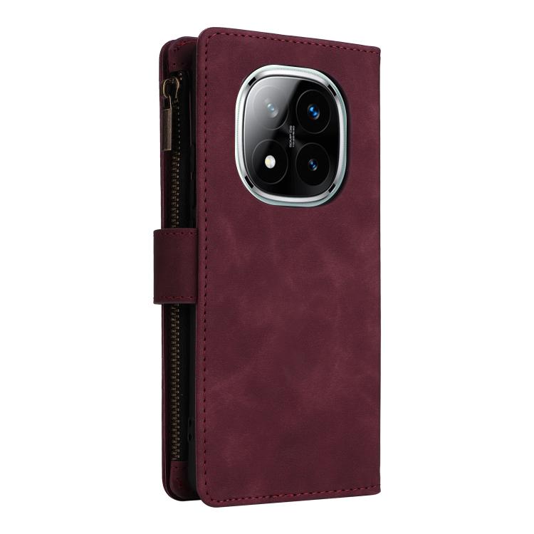 For Redmi Note 14 Pro 5G Multifunctional Frosted Zipper Wallet Leather Phone Case