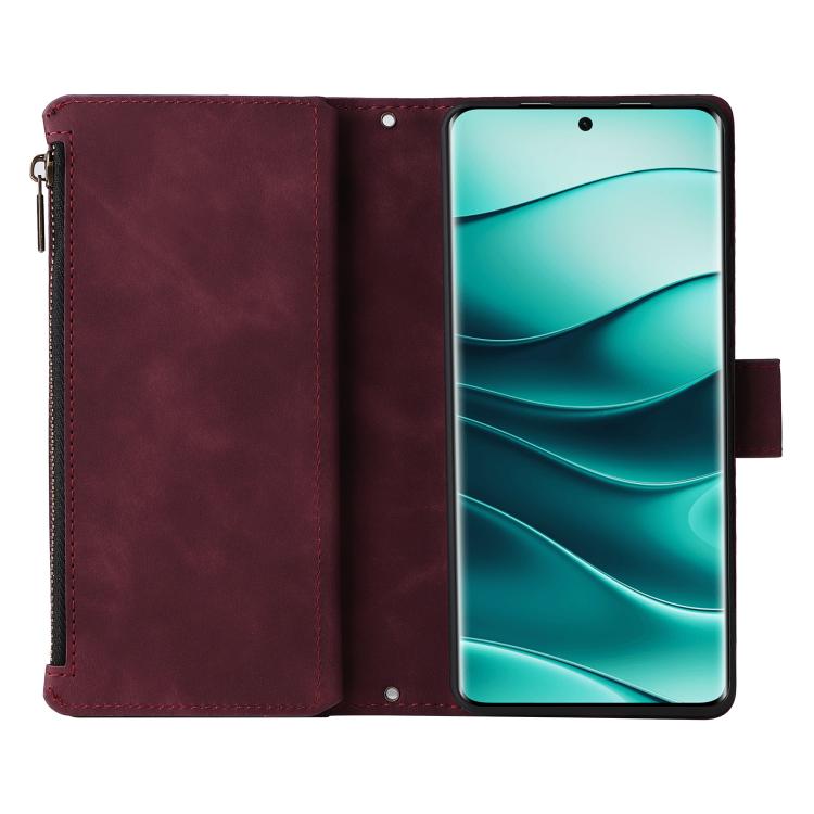 For Redmi Note 14 Pro 5G Multifunctional Frosted Zipper Wallet Leather Phone Case