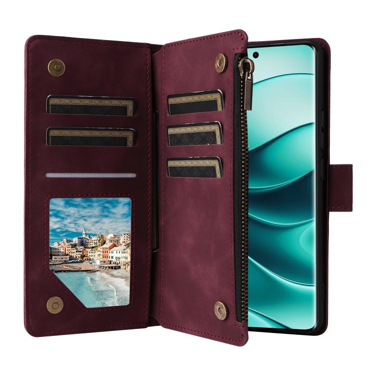 For Redmi Note 14 Pro 5G Multifunctional Frosted Zipper Wallet Leather Phone Case