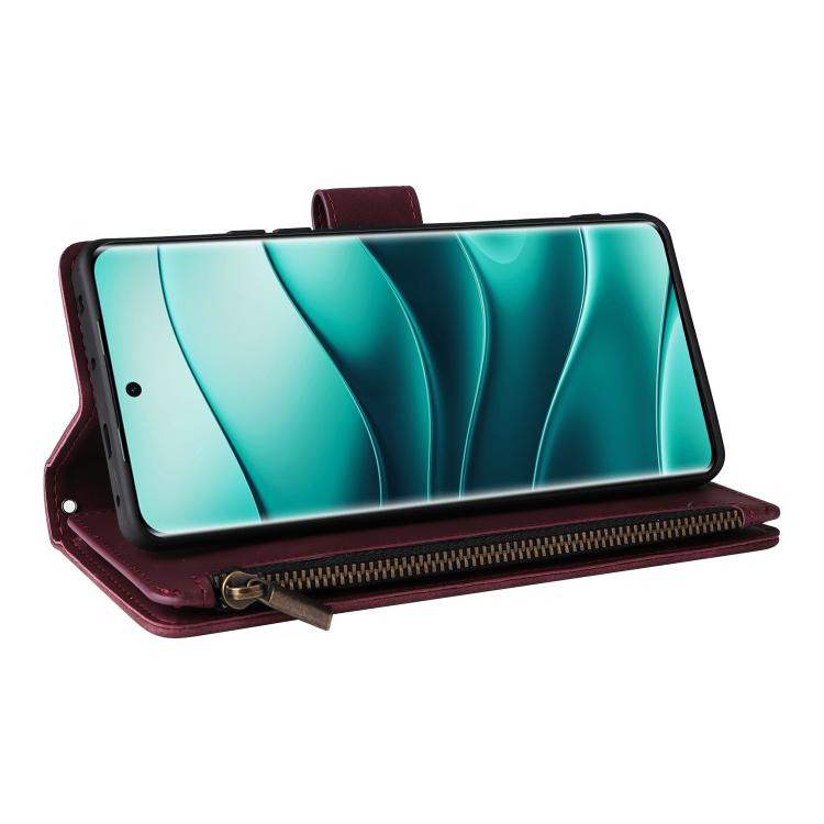 For Redmi Note 14 Pro 5G Multifunctional Frosted Zipper Wallet Leather Phone Case