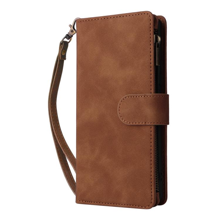 For Redmi Note 14 Pro 5G Multifunctional Frosted Zipper Wallet Leather Phone Case