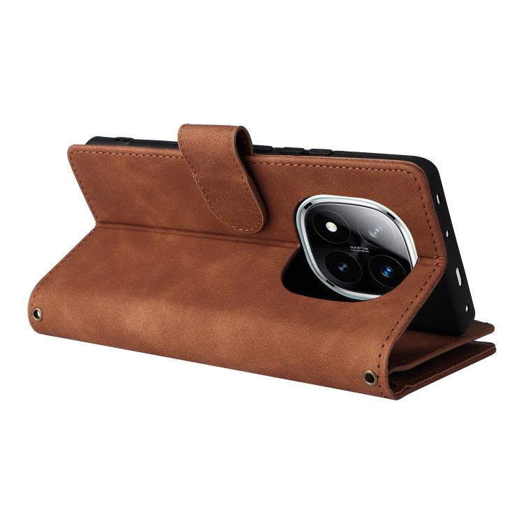 For Redmi Note 14 Pro 5G Multifunctional Frosted Zipper Wallet Leather Phone Case