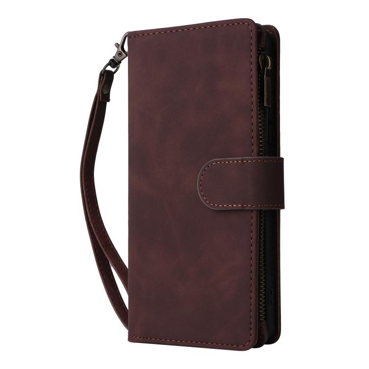For Redmi Note 14 Pro 5G Multifunctional Frosted Zipper Wallet Leather Phone Case