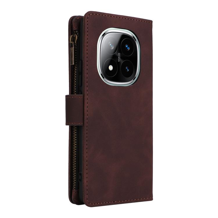 For Redmi Note 14 Pro 5G Multifunctional Frosted Zipper Wallet Leather Phone Case
