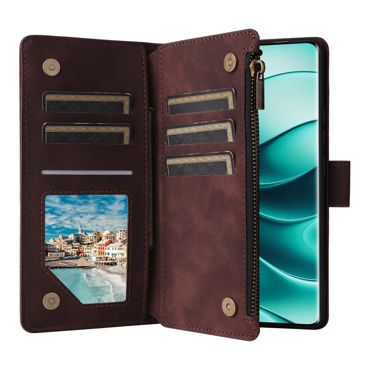 For Redmi Note 14 Pro 5G Multifunctional Frosted Zipper Wallet Leather Phone Case