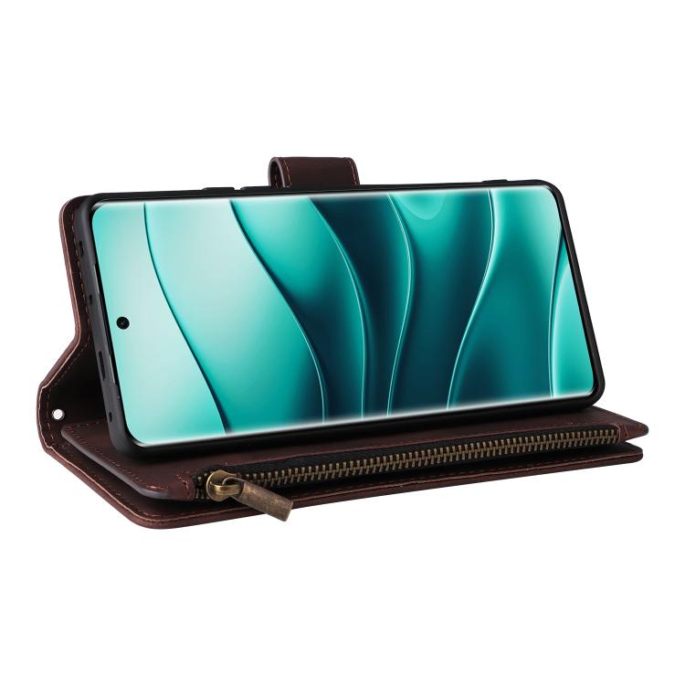 For Redmi Note 14 Pro 5G Multifunctional Frosted Zipper Wallet Leather Phone Case