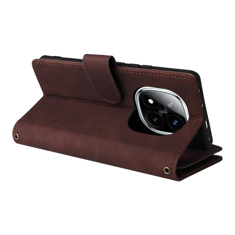 For Redmi Note 14 Pro 5G Multifunctional Frosted Zipper Wallet Leather Phone Case