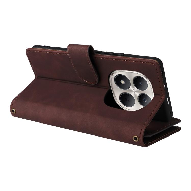 For Redmi Note 15 Pro 4G Global 163.2mm Multifunctional Frosted Zipper Wallet Leather Phone Case